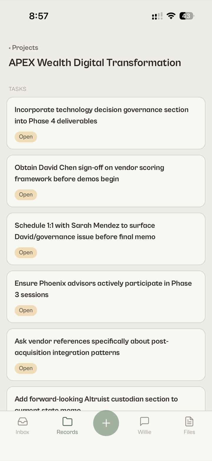 Task list for a project